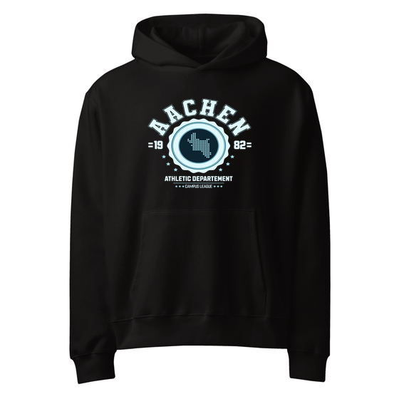 Personalisierbarer Aachen Hoodie – Varsity Hero Design – Schwarz für Aachen