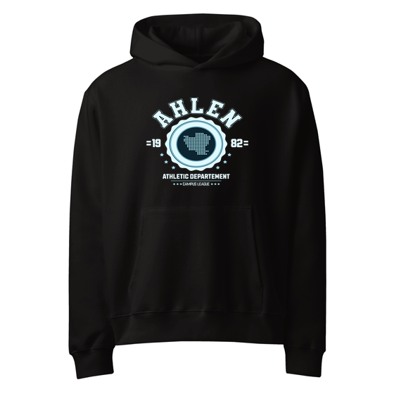 Personalisierbarer Ahlen Hoodie – Varsity Hero Design – Schwarz für Ahlen