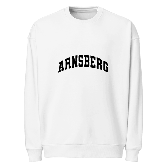 Personalisierbares Arnsberg Sweatshirt – Varsity3 Design – Weiß für Arnsberg