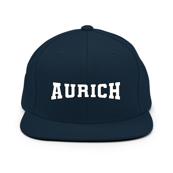 Personalisierbare Aurich Cap – Varsity4 Design – Dunkles Navy für Aurich