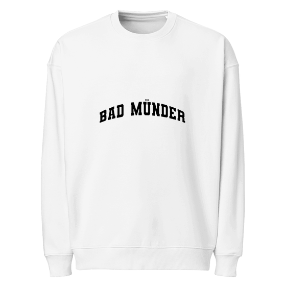 Personalisierbares Bad Münder Sweatshirt – Varsity3 Design – Weiß für Bad Münder