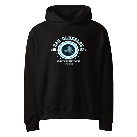 Personalisierbarer Bad Oldesloe Hoodie – Varsity Hero Design – Schwarz für Bad Oldesloe