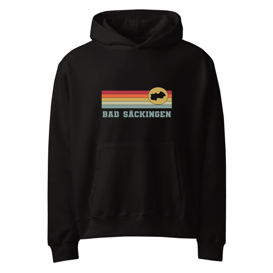 Personalisierbarer Bad Säckingen Hoodie – Varsity Rainbow Design – Schwarz für Bad Säckingen