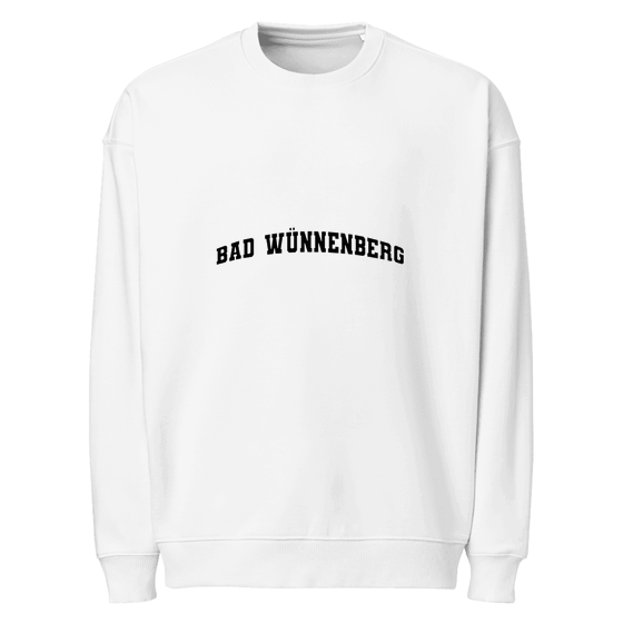 Personalisierbares Bad Wünnenberg Sweatshirt – Varsity3 Design – Weiß für Bad Wünnenberg