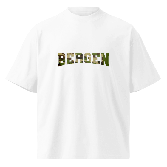 Personalisierbares Bergen T-Shirt – Camouflage Design – Weiß für Bergen