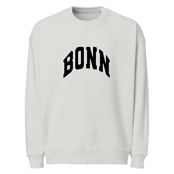 Personalisierbares Bonn Sweatshirt – Varsity3 Design – Heather Grau für Bonn
