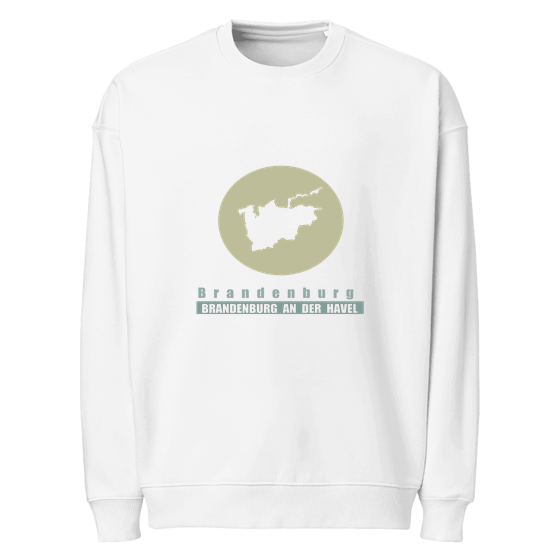Personalisierbares Brandenburg an der Havel Sweatshirt – Minimal Moon Design – Weiß für Brandenburg an der Havel