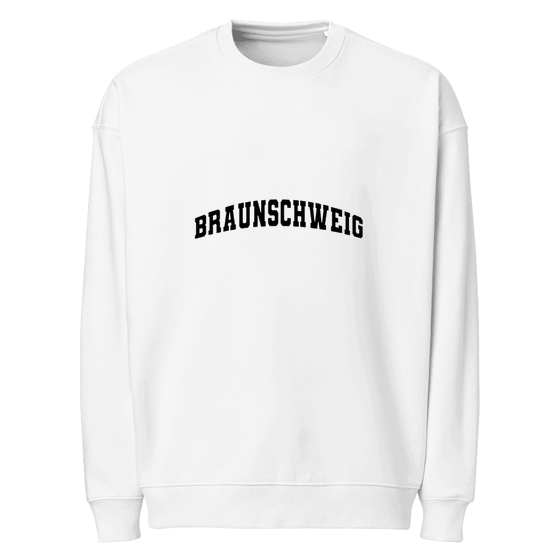 Personalisierbares Braunschweig Sweatshirt – Varsity3 Design – Weiß für Braunschweig
