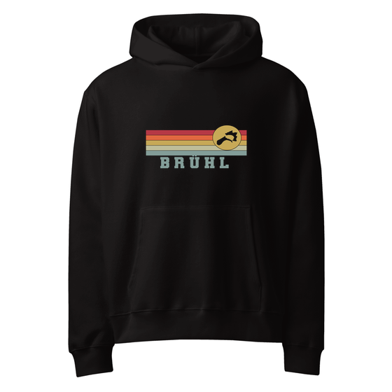 Personalisierbarer Brühl Hoodie – Varsity Rainbow Design – Schwarz für Brühl