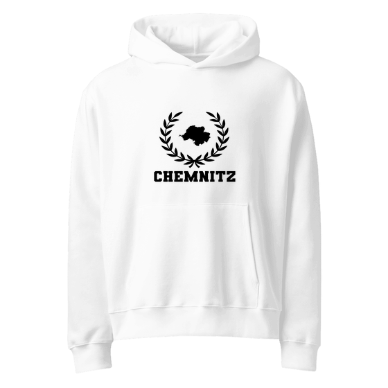 Personalisierbarer Chemnitz Hoodie – Laurel Boundary Design – Weiß für Chemnitz