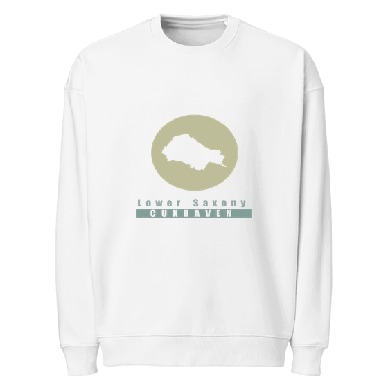 Personalisierbares Cuxhaven Sweatshirt – Minimal Moon Design – Weiß für Cuxhaven