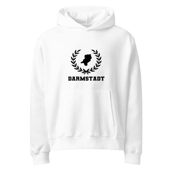 Personalisierbarer Darmstadt Hoodie – Laurel Boundary Design – Weiß für Darmstadt