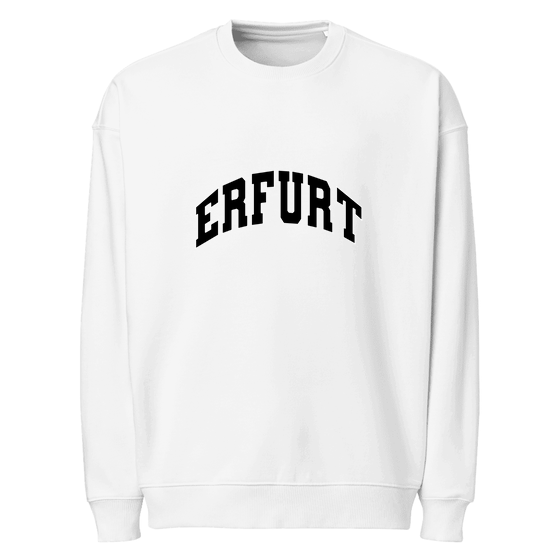 Personalisierbares Erfurt Sweatshirt – Varsity3 Design – Weiß für Erfurt
