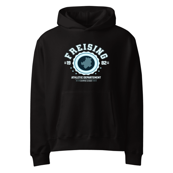 Personalisierbarer Freising Hoodie – Varsity Hero Design – Schwarz für Freising
