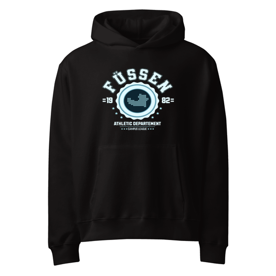Personalisierbarer Füssen Hoodie – Varsity Hero Design – Schwarz für Füssen