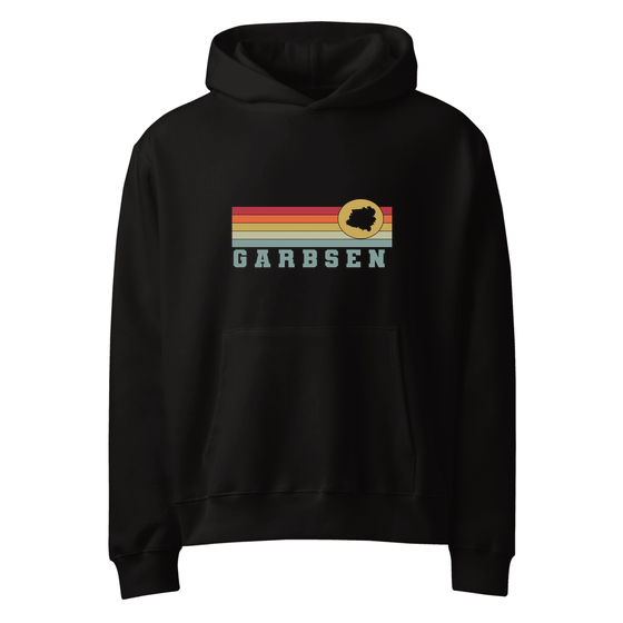 Personalisierbarer Garbsen Hoodie – Varsity Rainbow Design – Schwarz für Garbsen