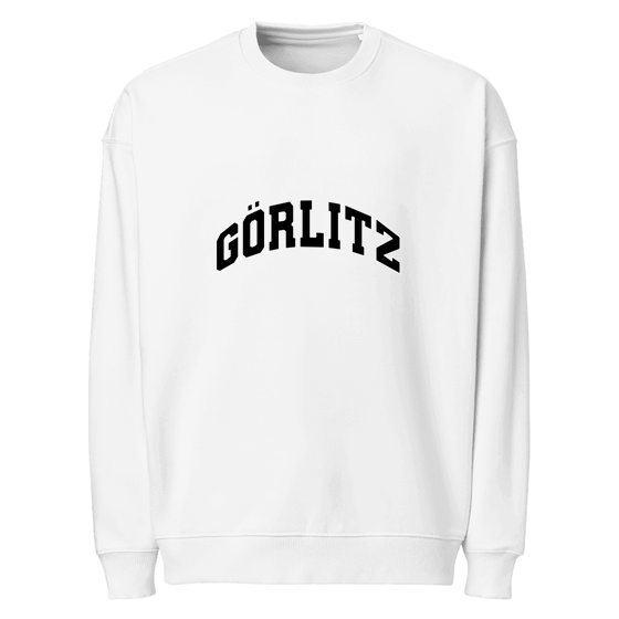 Personalisierbares Görlitz Sweatshirt – Varsity3 Design – Weiß für Görlitz