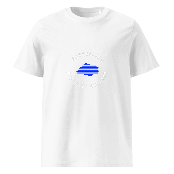 Personalisierbares Gräfelfing T-Shirt – Minimal Coordinates Design – Weiß für Gräfelfing