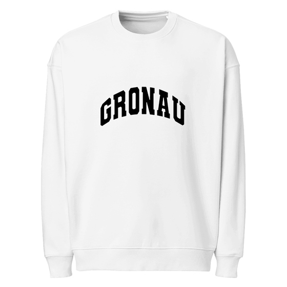 Personalisierbares Gronau Sweatshirt – Varsity3 Design – Weiß für Gronau
