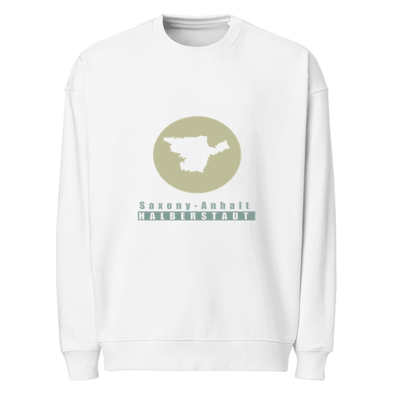 Personalisierbares Halberstadt Sweatshirt – Minimal Moon Design – Weiß für Halberstadt