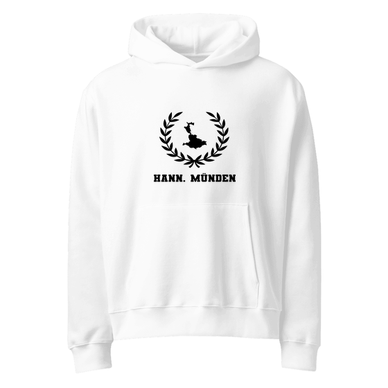 Personalisierbarer Hann. Münden Hoodie – Laurel Boundary Design – Weiß für Hann. Münden