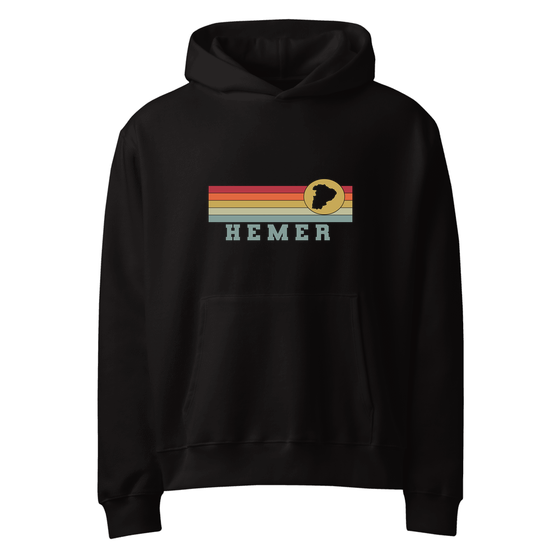 Personalisierbarer Hemer Hoodie – Varsity Rainbow Design – Schwarz für Hemer