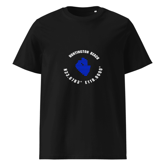 Huntington Beach T-Shirt with Minimal Coordinates design (Schwarz)