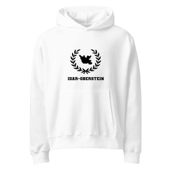 Personalisierbarer Idar-Oberstein Hoodie – Laurel Boundary Design – Weiß für Idar-Oberstein