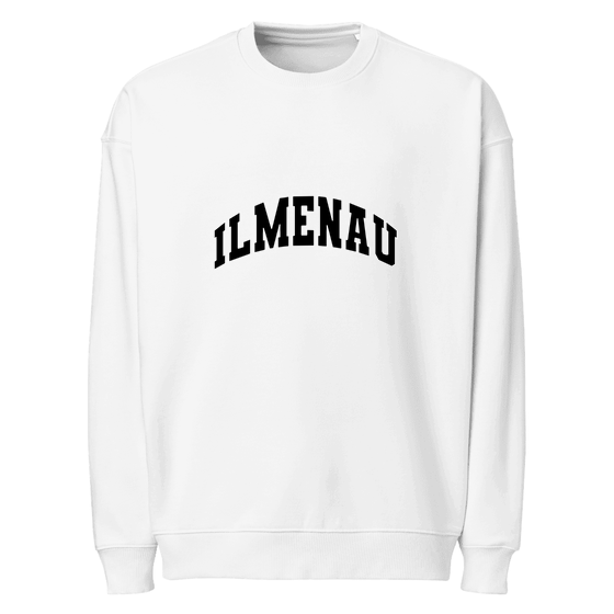 Personalisierbares Ilmenau Sweatshirt – Varsity3 Design – Weiß für Ilmenau