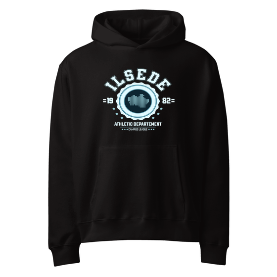 Personalisierbarer Ilsede Hoodie – Varsity Hero Design – Schwarz für Ilsede