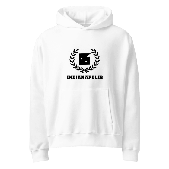 Indianapolis Hoodie with Laurel Boundary design (Weiß)