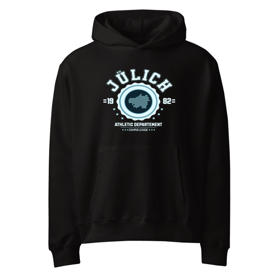 Personalisierbarer Jülich Hoodie – Varsity Hero Design – Schwarz für Jülich