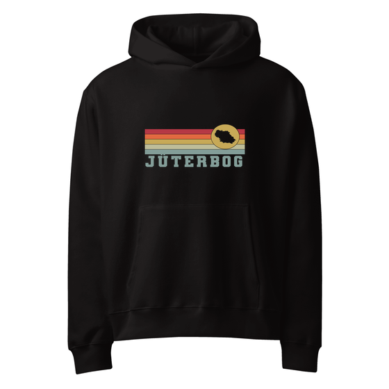 Personalisierbarer Jüterbog Hoodie – Varsity Rainbow Design – Schwarz für Jüterbog