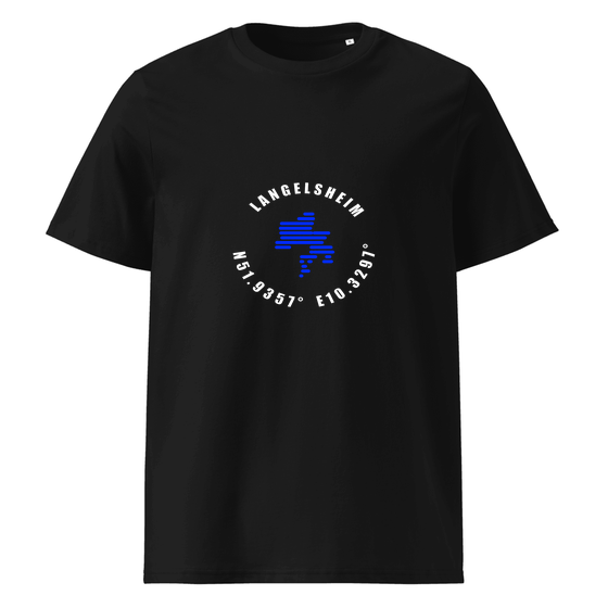 Personalisierbares Langelsheim T-Shirt – Minimal Coordinates Design – Schwarz für Langelsheim