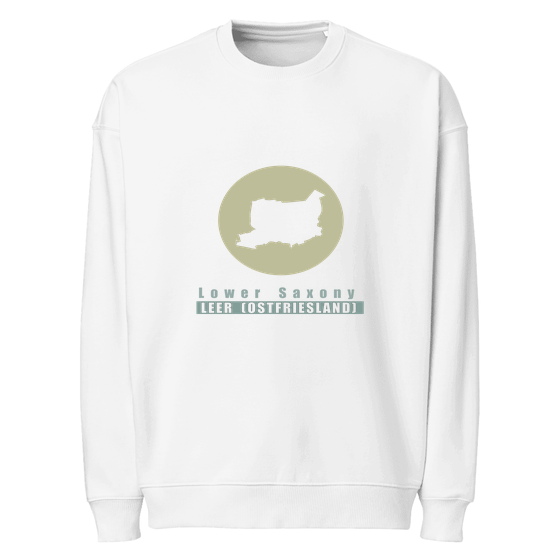 Personalisierbares Leer (Ostfriesland) Sweatshirt – Minimal Moon Design – Weiß für Leer (Ostfriesland)