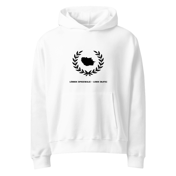 Personalisierbarer Lübben (Spreewald) - Lubin (Błota) Hoodie – Laurel Boundary Design – Weiß für Lübben (Spreewald) - Lubin (Błota)