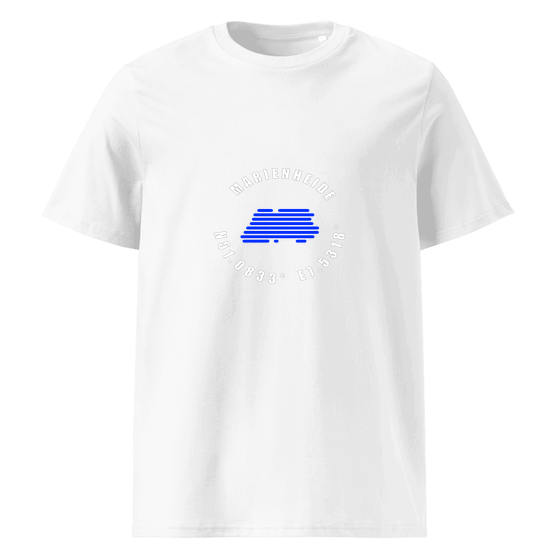 Personalisierbares Marienheide T-Shirt – Minimal Coordinates Design – Weiß für Marienheide