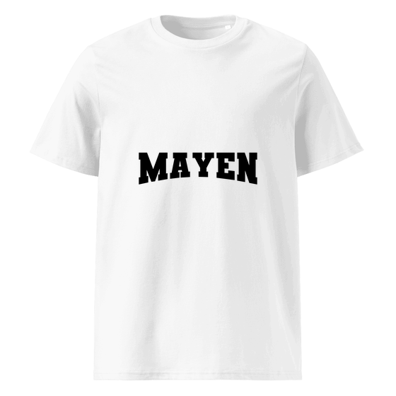 Personalisierbares Mayen T-Shirt – Varsity17 Design – Weiß für Mayen