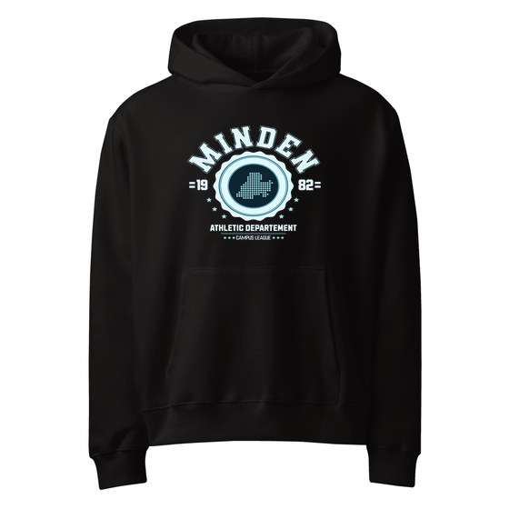 Personalisierbarer Minden Hoodie – Varsity Hero Design – Schwarz für Minden