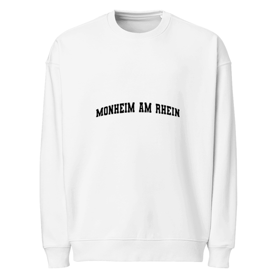 Personalisierbares Monheim am Rhein Sweatshirt – Varsity3 Design – Weiß für Monheim am Rhein
