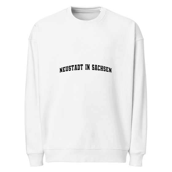 Personalisierbares Neustadt in Sachsen Sweatshirt – Varsity3 Design – Weiß für Neustadt in Sachsen