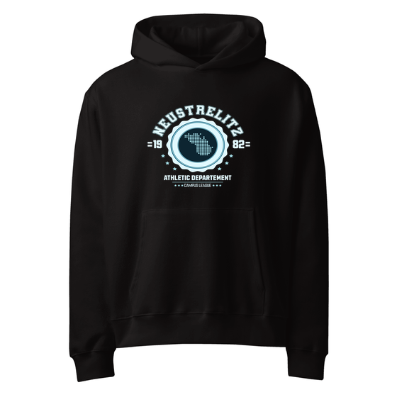 Personalisierbarer Neustrelitz Hoodie – Varsity Hero Design – Schwarz für Neustrelitz