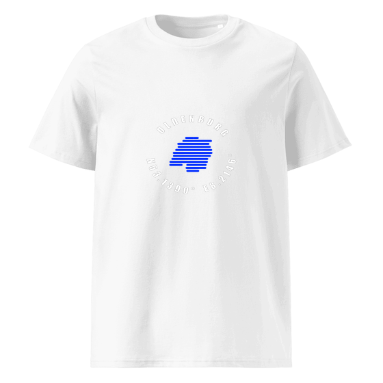 Personalisierbares Oldenburg T-Shirt – Minimal Coordinates Design – Weiß für Oldenburg