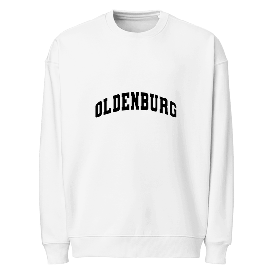 Personalisierbares Oldenburg Sweatshirt – Varsity3 Design – Weiß für Oldenburg