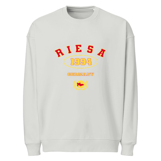 Personalisierbares Riesa Sweatshirt – University 1994 Design – Heather Grau für Riesa
