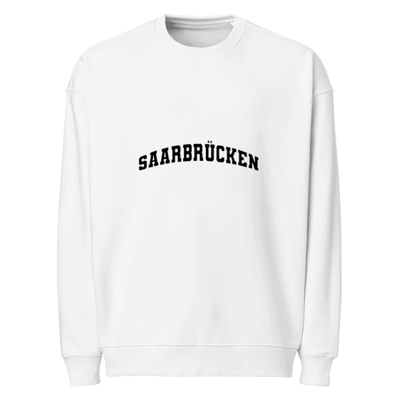 Personalisierbares Saarbrücken Sweatshirt – Varsity3 Design – Weiß für Saarbrücken