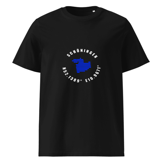 Personalisierbares Schöningen T-Shirt – Minimal Coordinates Design – Schwarz für Schöningen