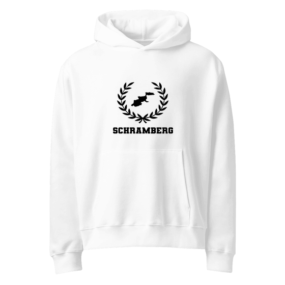 Personalisierbarer Schramberg Hoodie – Laurel Boundary Design – Weiß für Schramberg