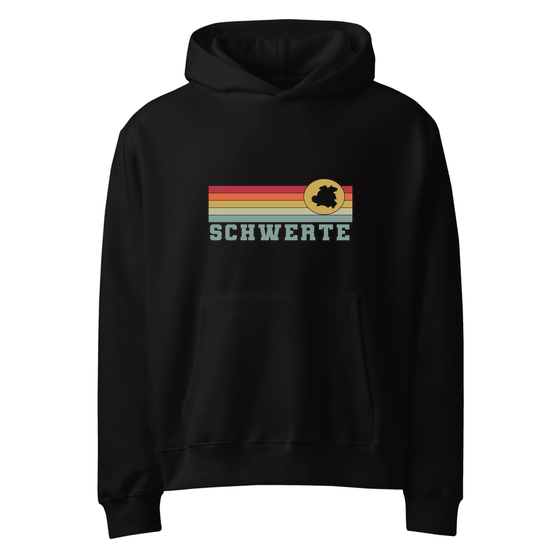 Personalisierbarer Schwerte Hoodie – Varsity Rainbow Design – Schwarz für Schwerte