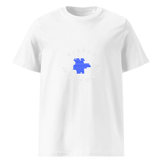 Personalisierbares Siegen T-Shirt – Minimal Coordinates Design – Weiß für Siegen